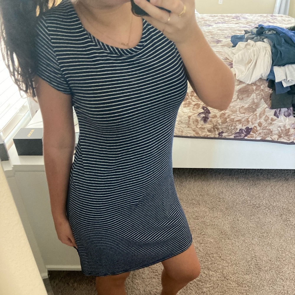 OLIVIA RAE blue and white stripes dress